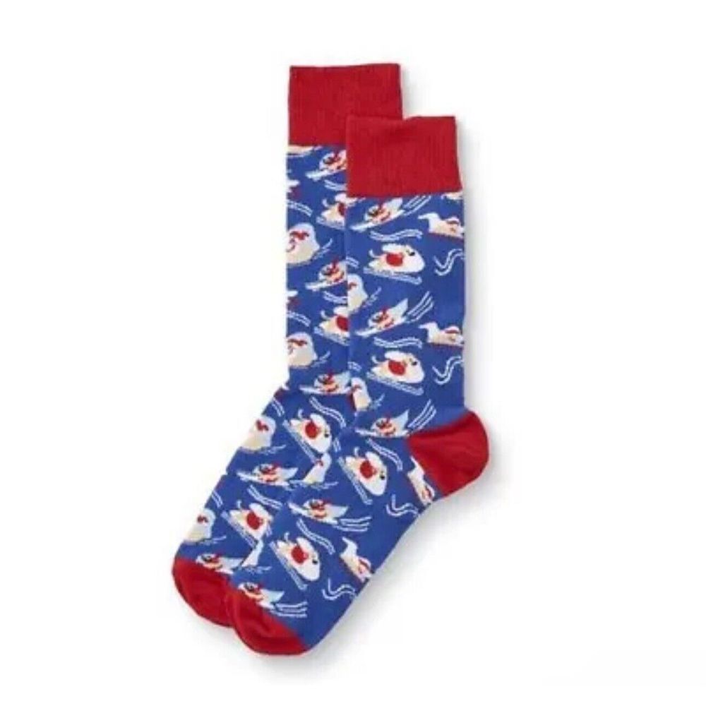 NEW Joe Boxer Funny Ski Sled Dog Novelty Crew Socks Geek Men Winter Holiday Gift
